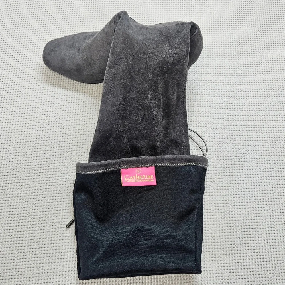 Catherine Catherine Malandrino Grey Faux Suede‎ Over The Knee Block Heel Boots 8
